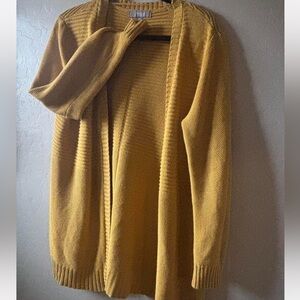 Marled Clothing Open Front Long Cardigan Sweater In Mustard Size Large